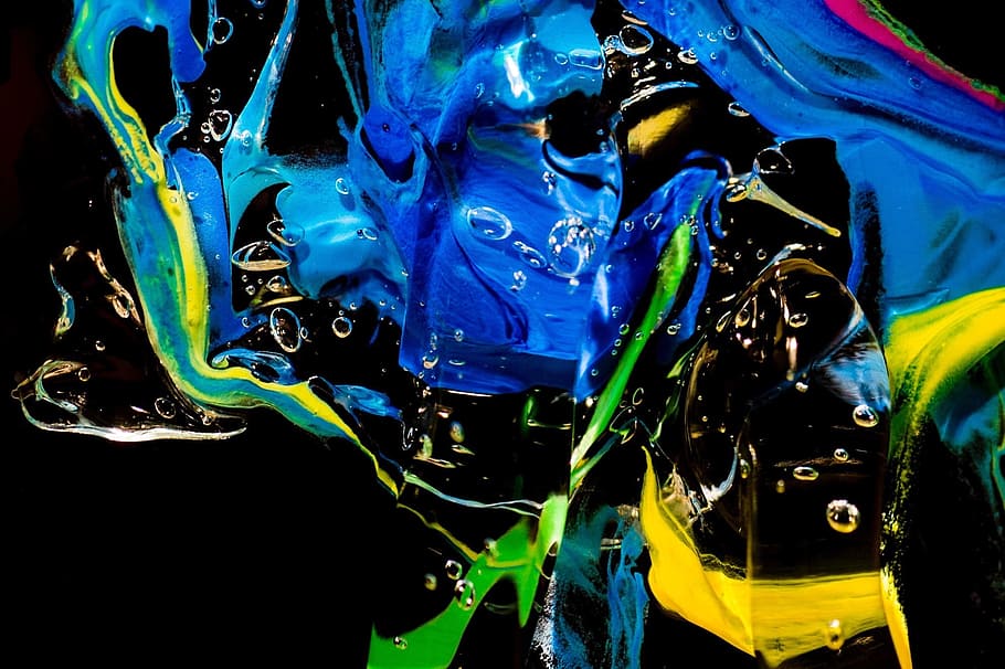 blue and yellow abstract painting, art, close-up, no people HD wallpaper