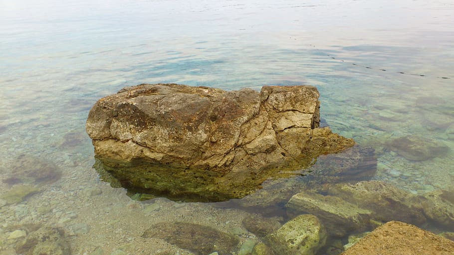 Stone, Sea, Rock, nature, rock - object, no people, water, day HD wallpaper