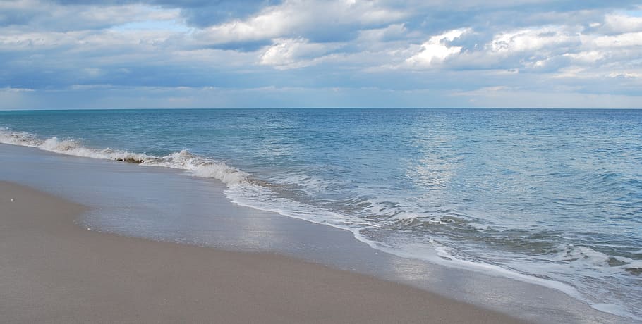 beach, sand, water, sea, sky, land, cloud - sky, horizon, beauty in nature HD wallpaper