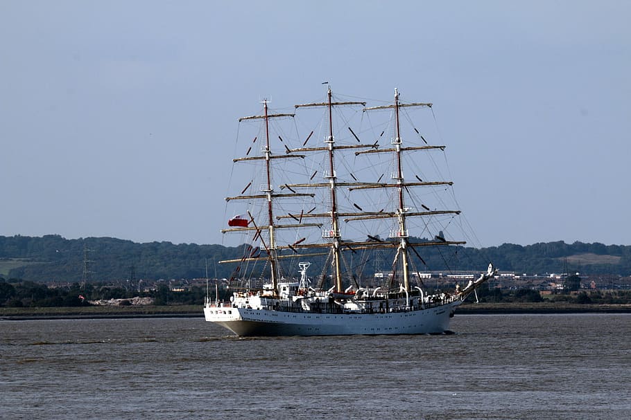 ship, sails, masts, tall, sea, ocean, vessel, nautical, sailboat HD wallpaper
