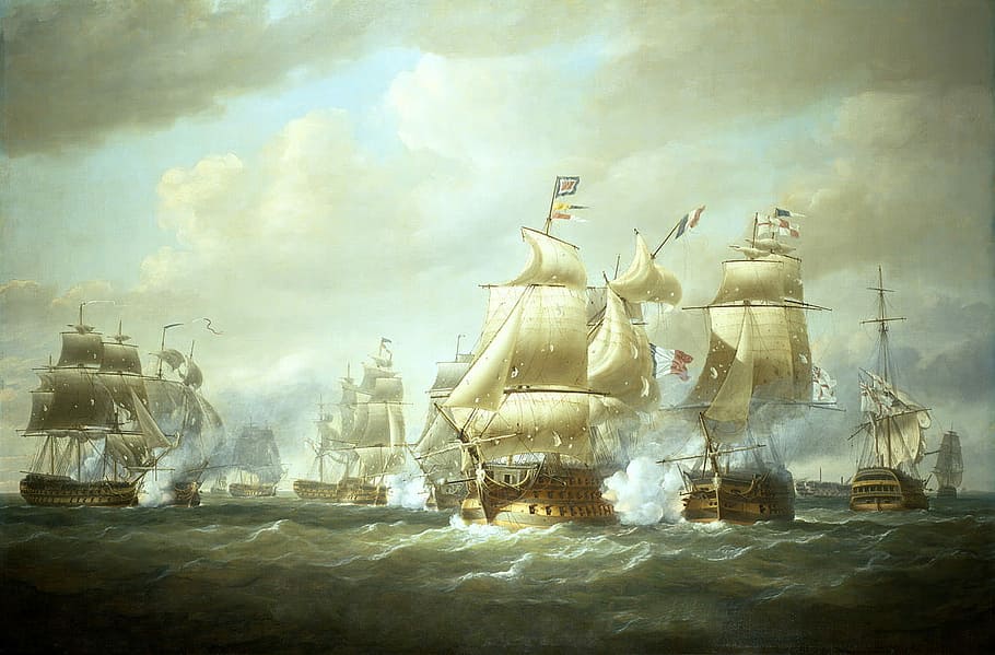 Battle of San Domingo at Sea during the Napoleonic Wars, battke, HD wallpaper