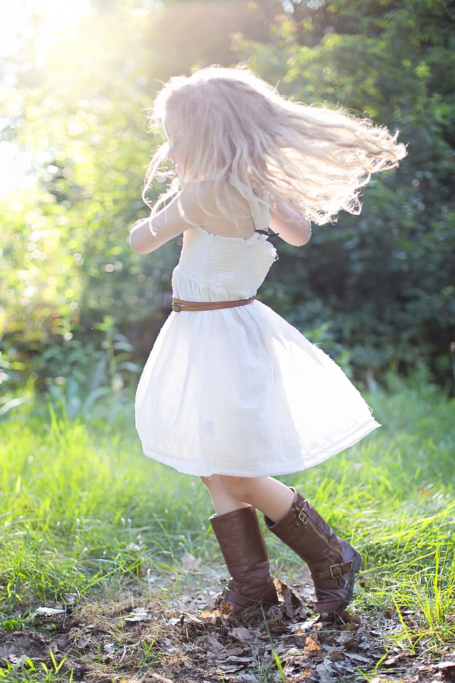 HD wallpaper: girl wearing white strapless dress, summer, little