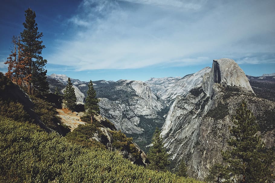 landscape photography of mountains, landscape photography of brown mountain ranges HD wallpaper