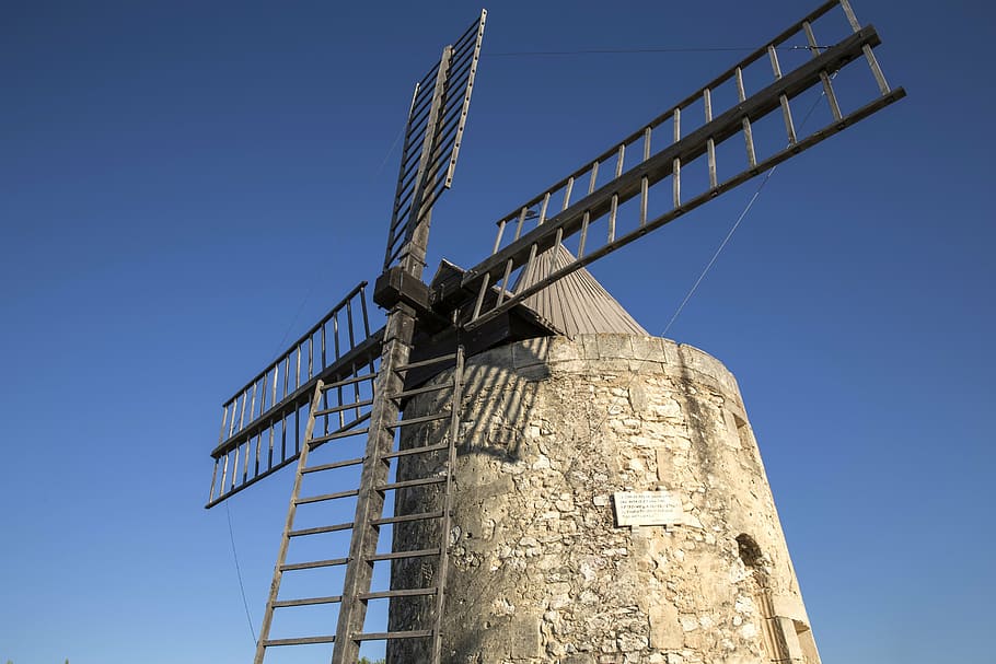 provence, windmill, daudet's mill, wind turbine, architecture HD wallpaper