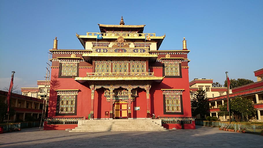 Shechen Tennyi Dargyeling Golden Temple in Kathmandu, Nepal, building, HD wallpaper