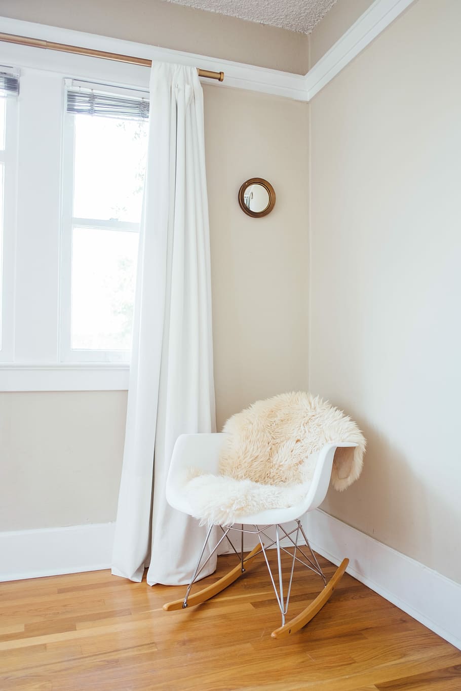 Hd Wallpaper White And Brown Rocking Chair Near White Painted