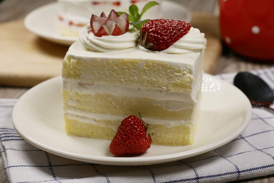small cake, baking, delicious, strawberry cake, dessert, food, HD wallpaper