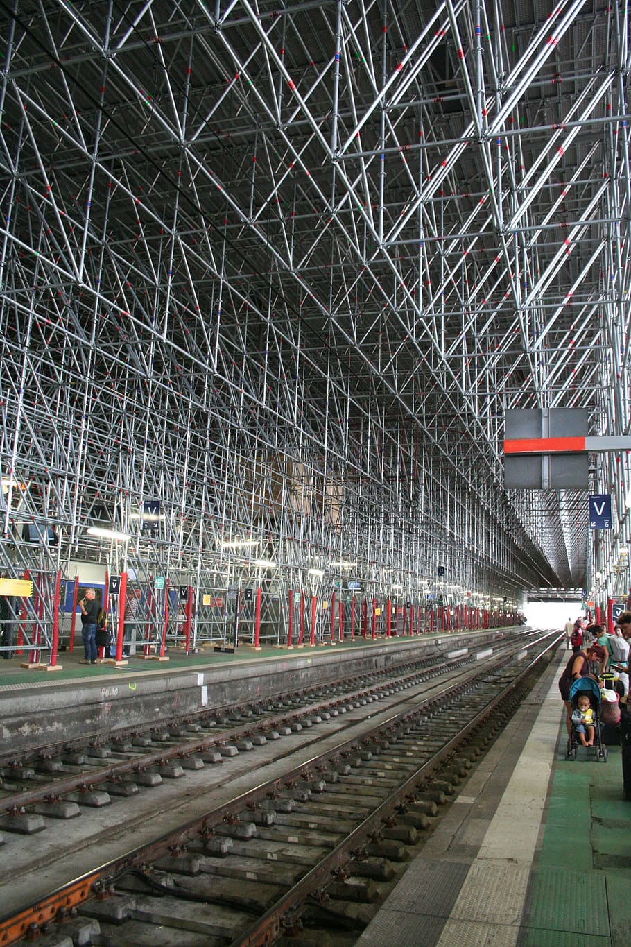 station, train, scaffoldings, rail transportation, track, railroad track HD wallpaper