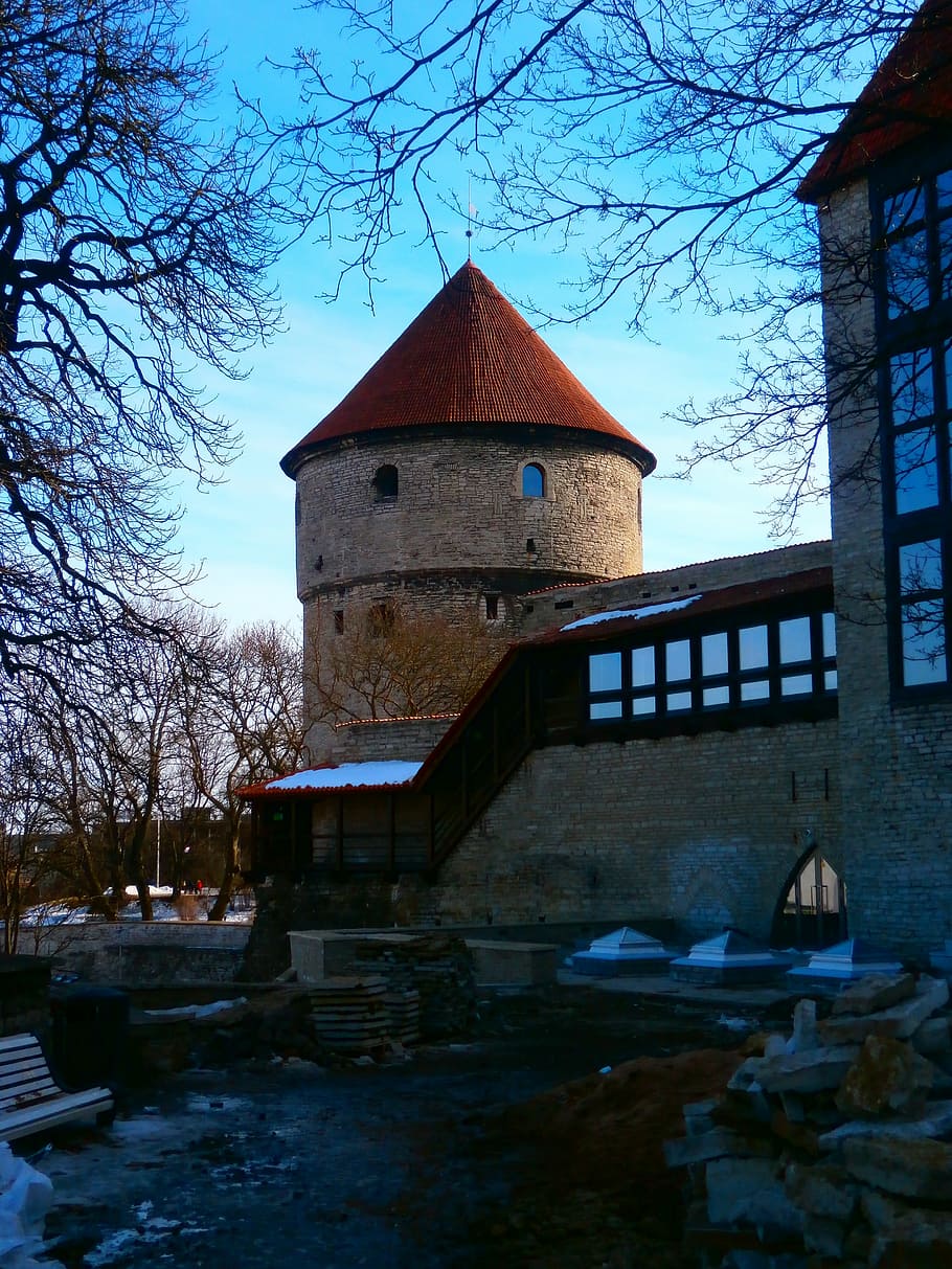 tower, red, old, wall, old town, tallinn, estonia, built structure, HD wallpaper