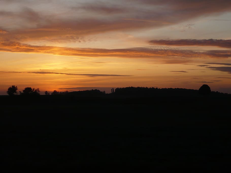 twilight, sunset, dusk, abendstimmung, afterglow, sky, silhouette HD wallpaper