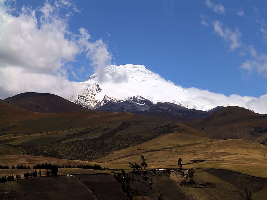 mountain, cayambe, andy, top, snow, the glacier, the equator, HD wallpaper
