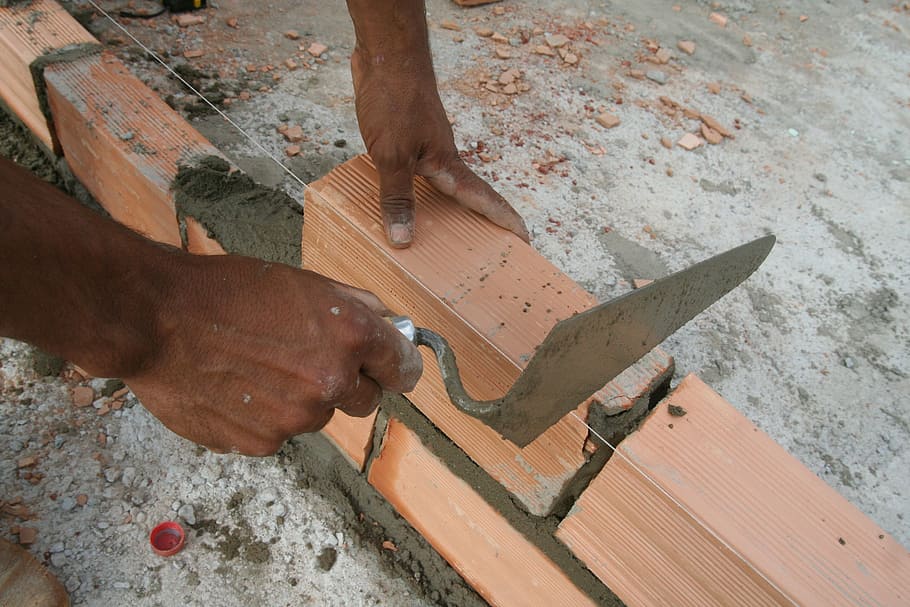 hand, brick, construction, construction Industry, working, wood - Material HD wallpaper