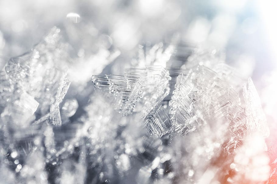 Frozen Snowflakes Winter Hoarfrost Crystals Close Up, abstract, HD wallpaper