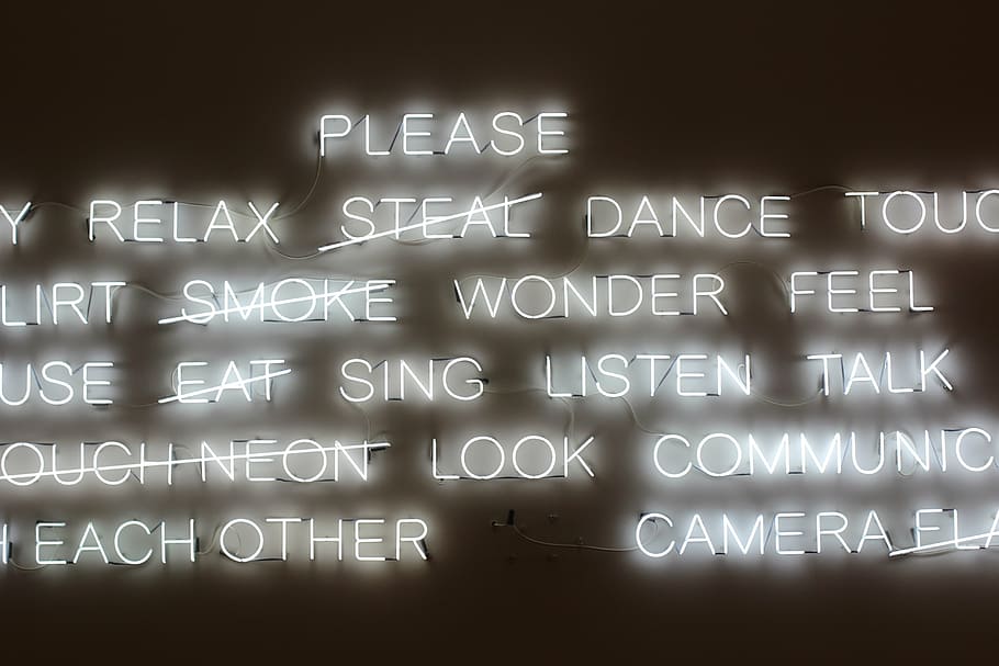 language, letters, light, neon lights, words, backgrounds, text HD wallpaper