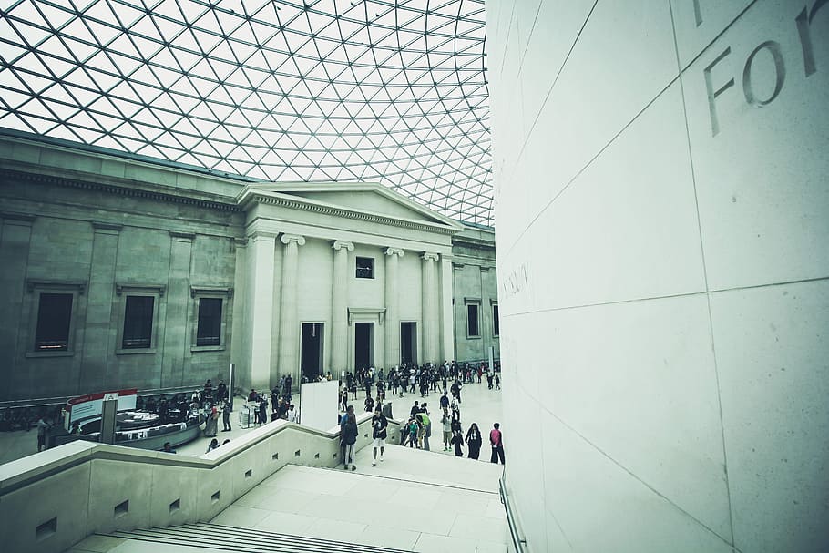 white museum building at daytime, airport, architecture, british museum, HD wallpaper