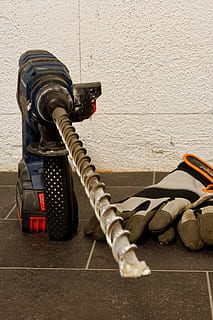 blue and lack cordless power tool, drill, impact drill, battery HD wallpaper