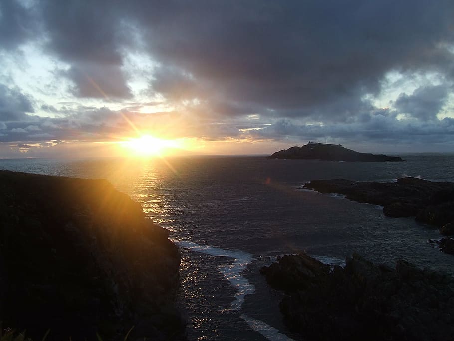 ocean, atlantic, ireland, sea, nature, coastline, sunset, scenics HD wallpaper