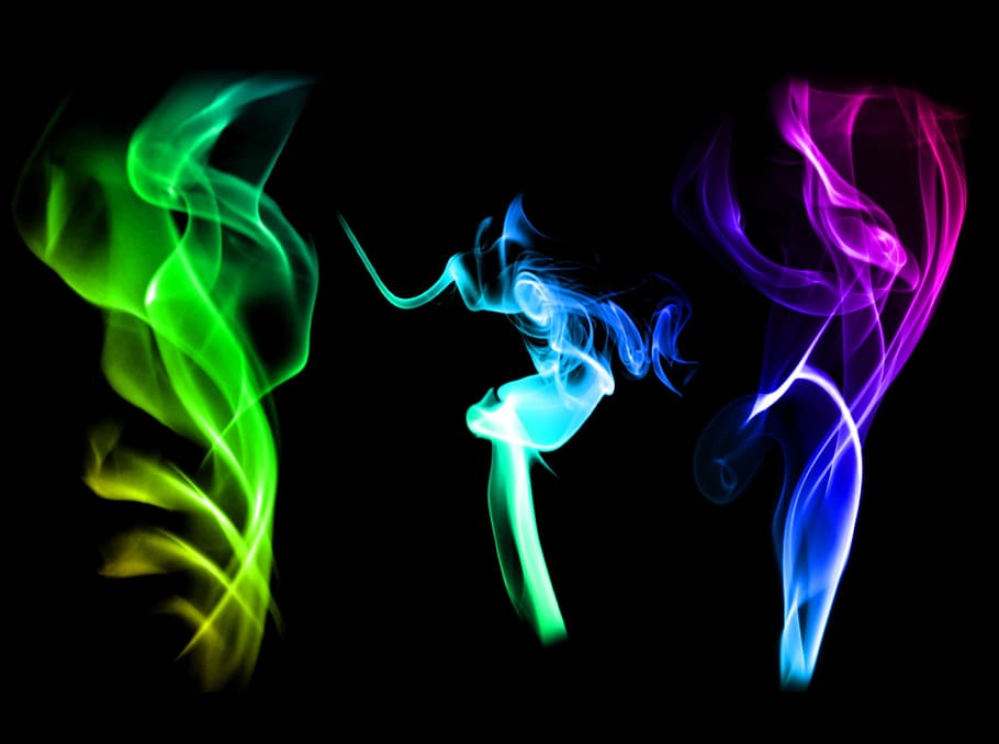 green, blue, and purple smokes, wallpaper, color, background image HD wallpaper