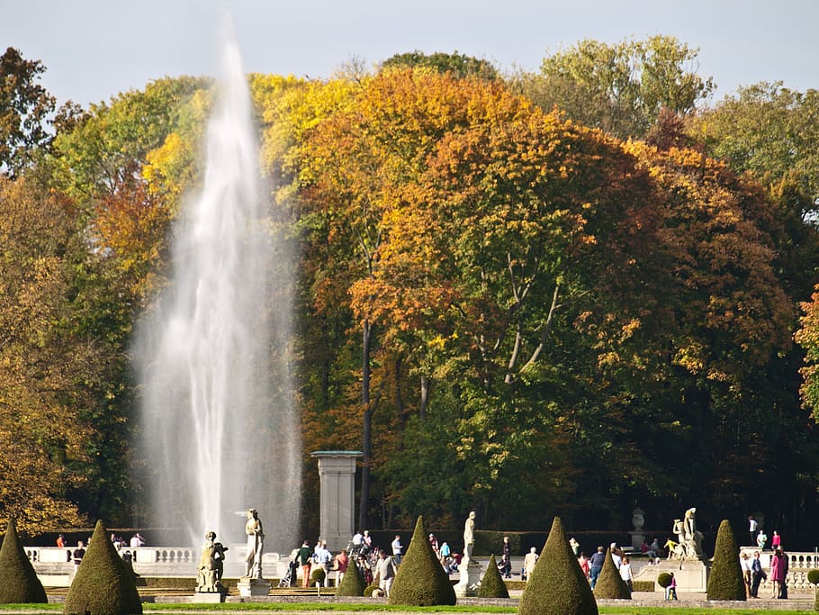 Castle, Nature, Landscape, Water, park, garden, statues, architecture HD wallpaper