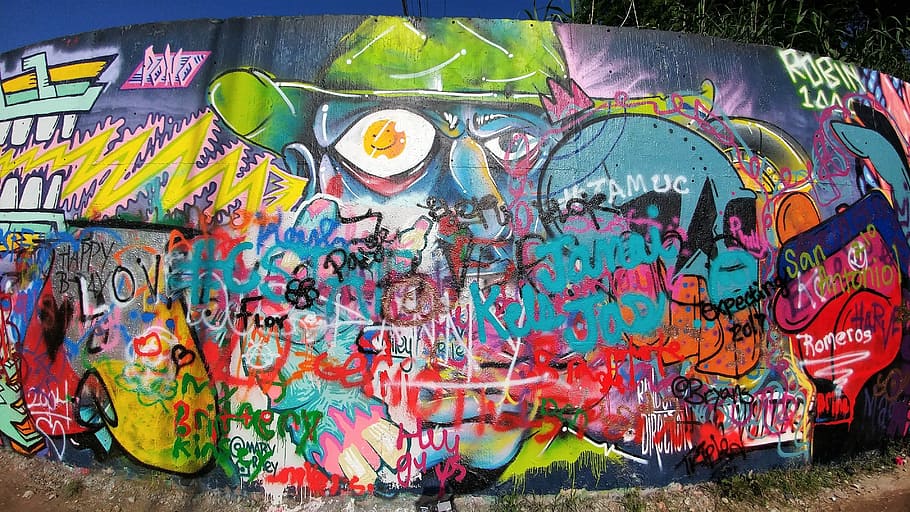 graffiti wall, austin texas, atx, bright colors, outdoor, artwork, HD wallpaper