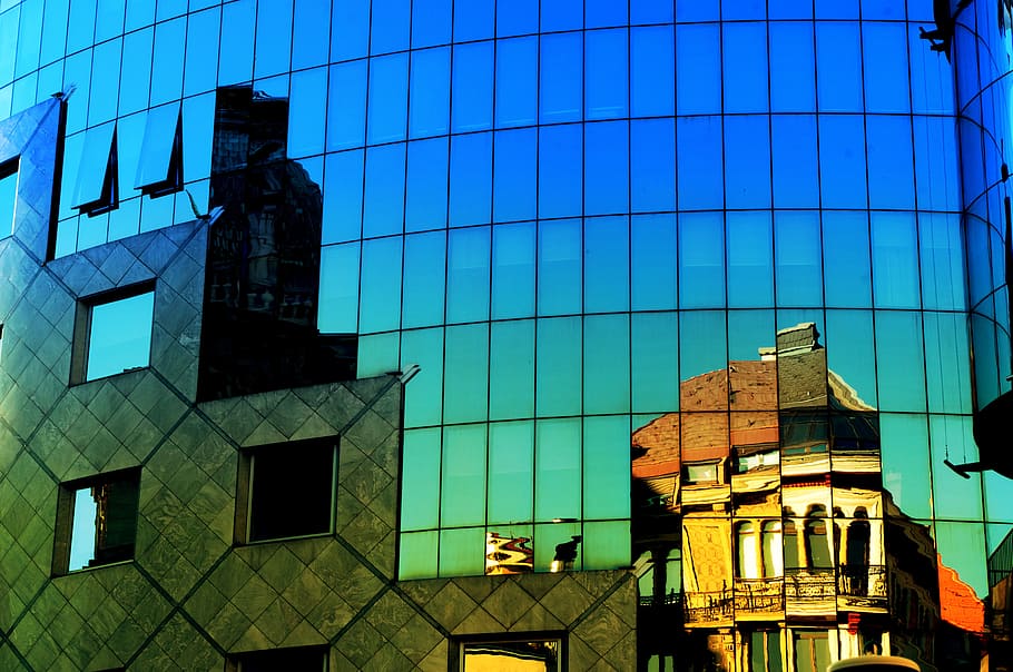 abstract, mirroring, reflection, window, glass, home, vienna HD wallpaper