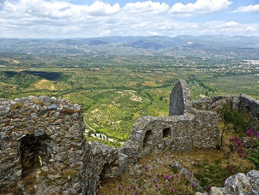 Mystras, Citadel, Fortress, Walls, castle, fortification, historical, HD wallpaper