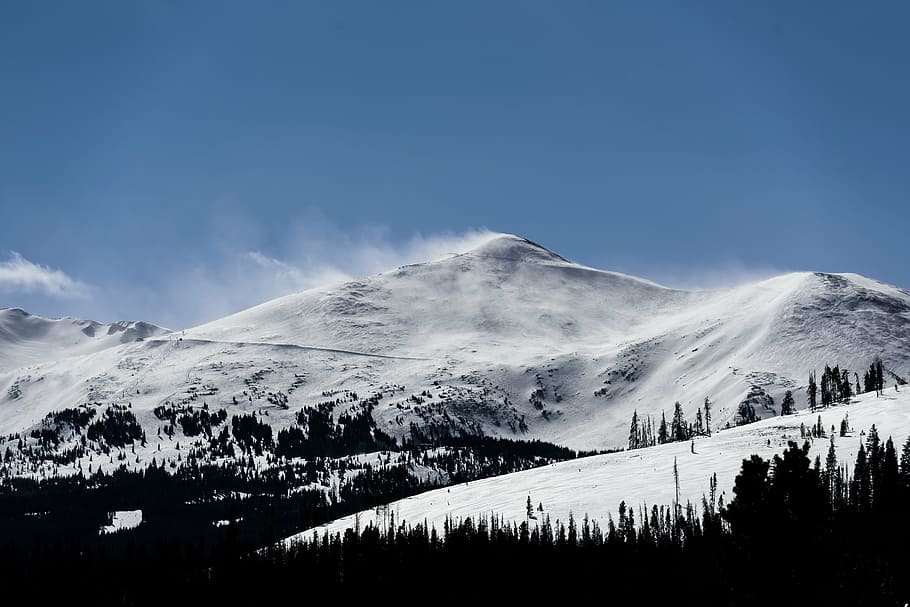 snowy mountain, highland, cloud, sky, summit, ridge, landscape HD wallpaper