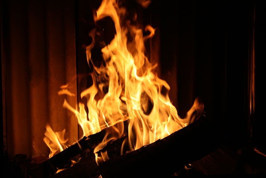 fire, fireplace, the flame, burning, fire - natural phenomenon HD wallpaper