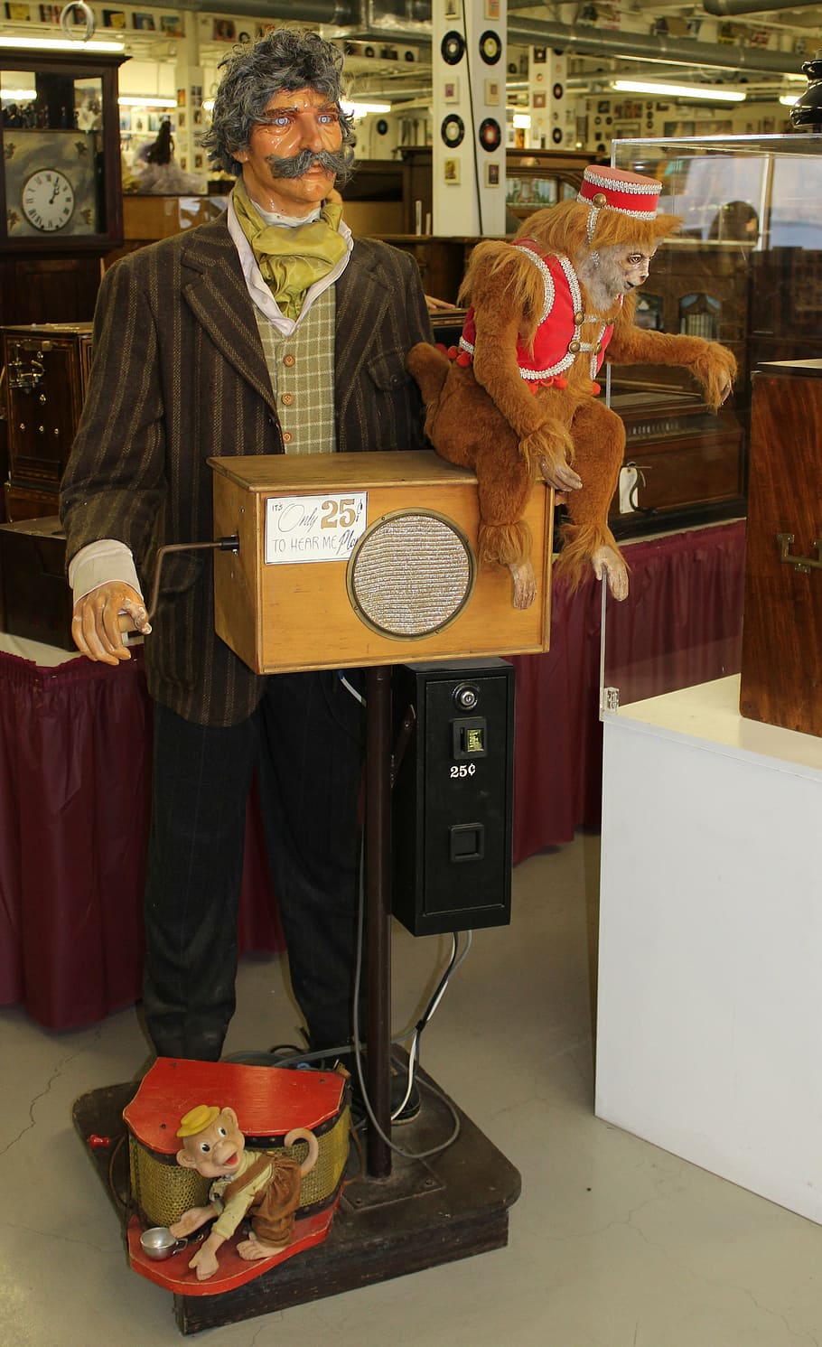organ grinder, automaton, mechanical, vending, monkey, man HD wallpaper