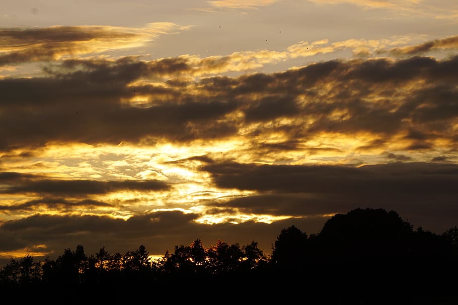 abendstimmung, evening sky, clouds, sunset, cloud - sky, beauty in nature HD wallpaper