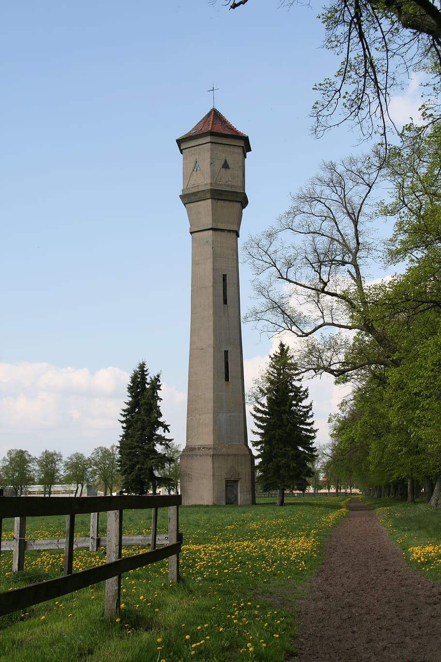 water tower, architecture, stud, neustadt dosse, plant, tree HD wallpaper