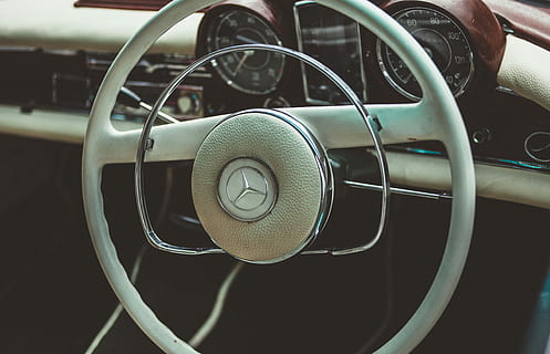 image contains close up photo of Mercedez Benz car steering wheel HD wallpaper