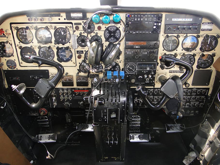 plane, clock, indicators, controls, levers, air vehicle, mode of transportation HD wallpaper