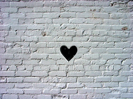 black heart digital wallpaper, concrete, hole, background, texture HD wallpaper