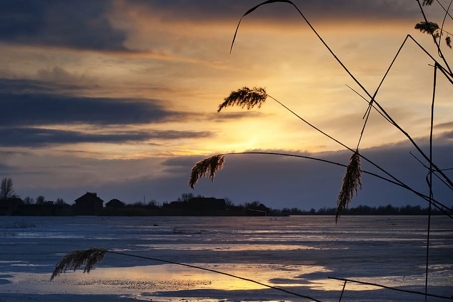 clouds, dawn, dusk, evening, golden hour, lake, landscape, nature HD wallpaper