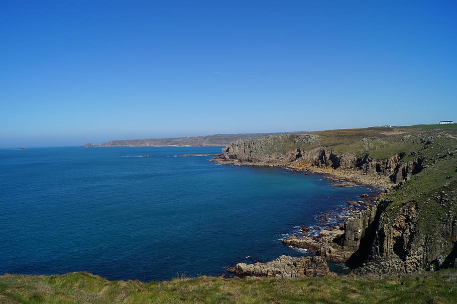 cornwall, booked, england, rock, coast, sky, water, beauty in nature HD wallpaper
