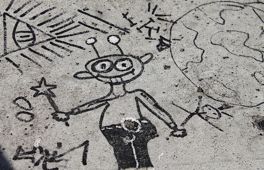 gray pavement with drawing, males, art, creativity, figure HD wallpaper