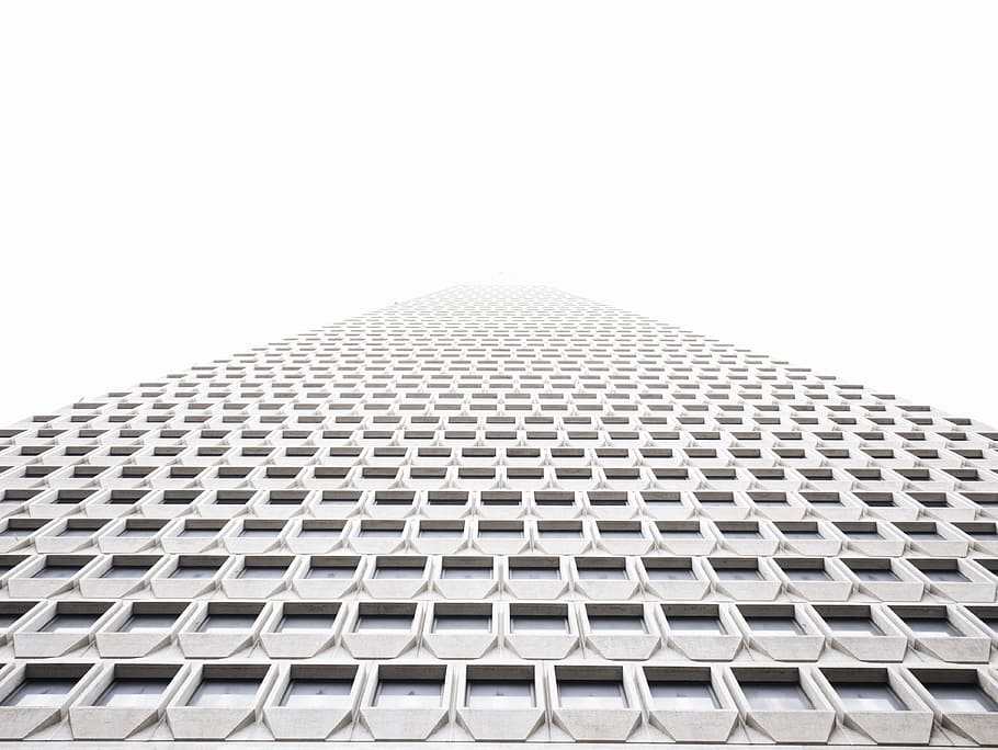 optical illusion, low angle photography of high-rise building HD wallpaper