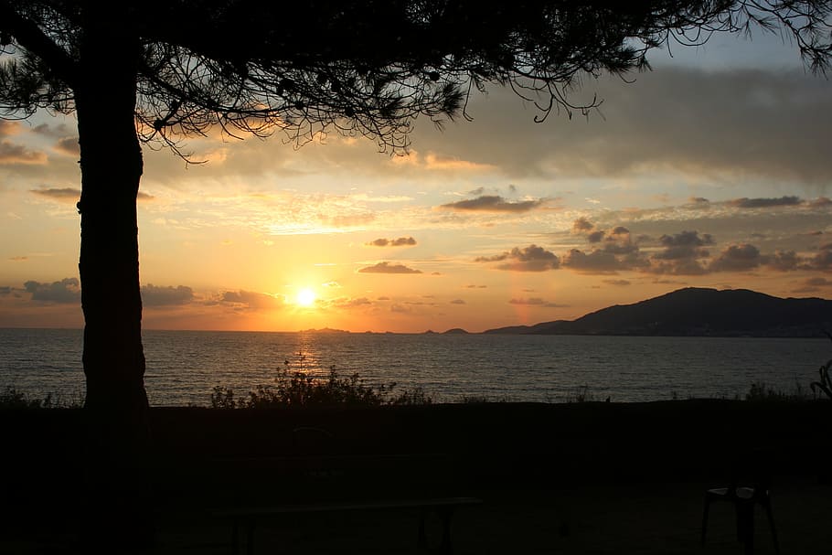 sunset, sky, scenics - nature, water, beauty in nature, tranquil scene HD wallpaper
