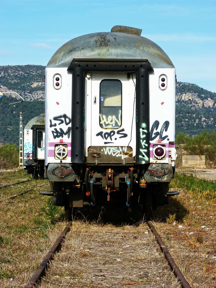 wagon, railway, train, abandoned, vandalism, rail transportation HD wallpaper