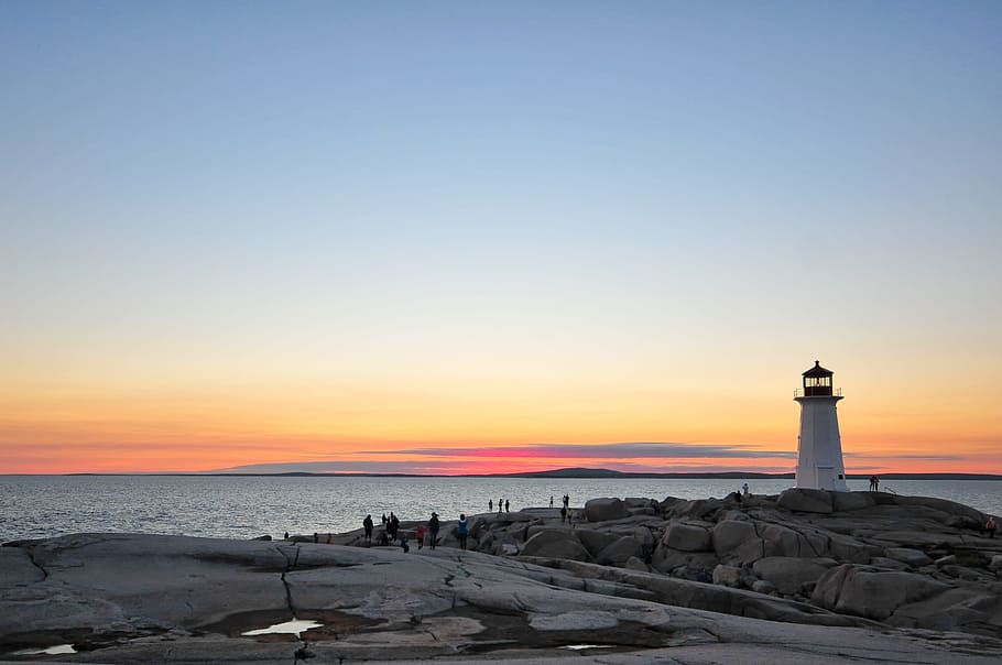 Lighthouse, Peggy'S Cove, Nova Scotia, shore, coast, sunset, HD wallpaper
