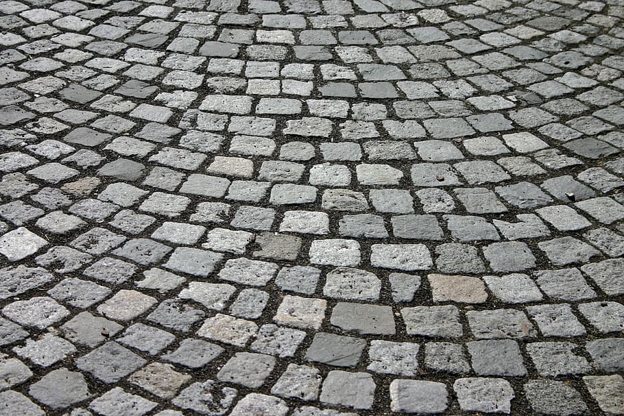 gray brick pavement, Patch, Cobblestone, Away, cobblestones, road