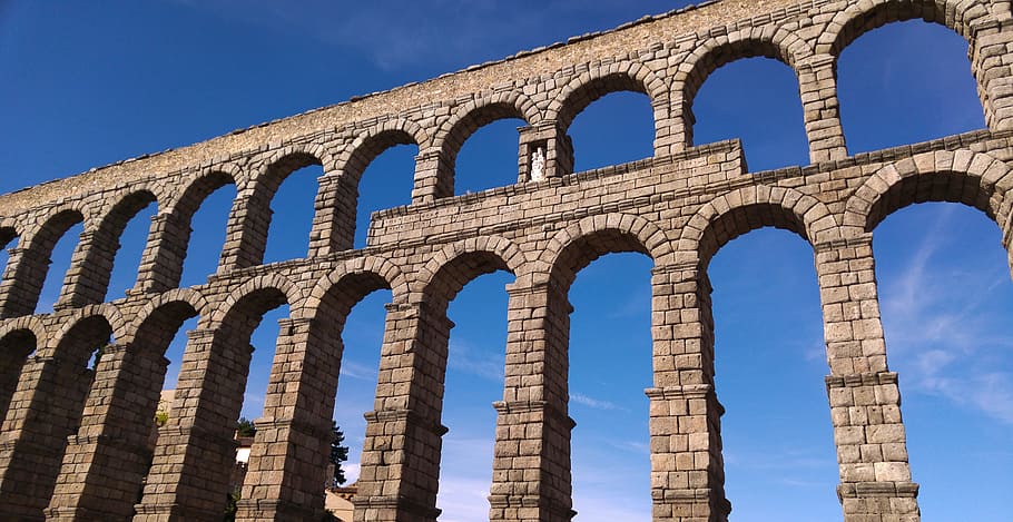 Spain, Segovia, Aqueduct, Aqueduct, Bridge, architecture, roman, HD wallpaper
