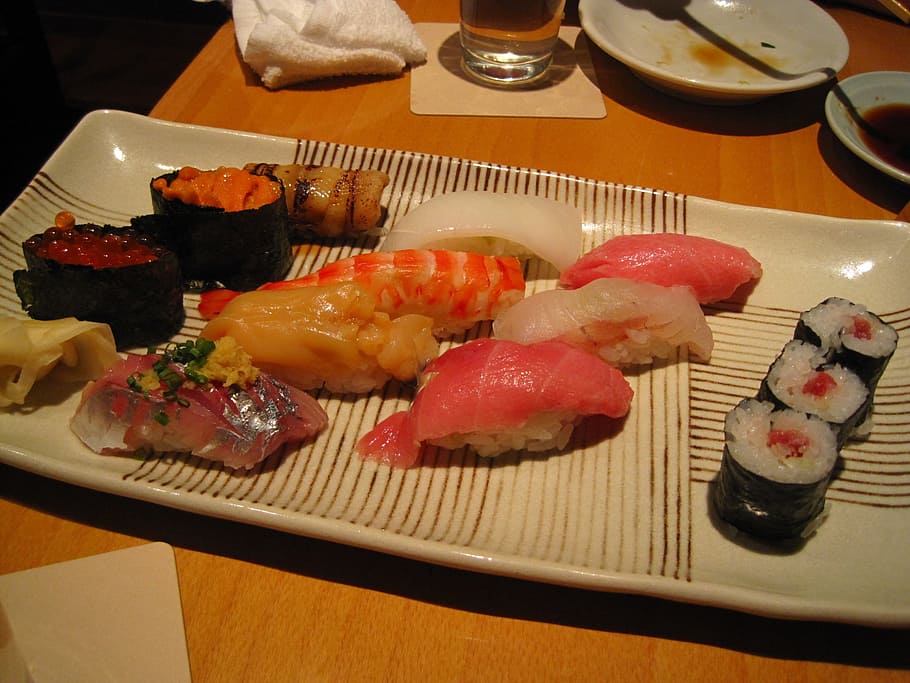 japan food, real sushi, raw, tsukijishijo station, fish, cuisine, HD wallpaper