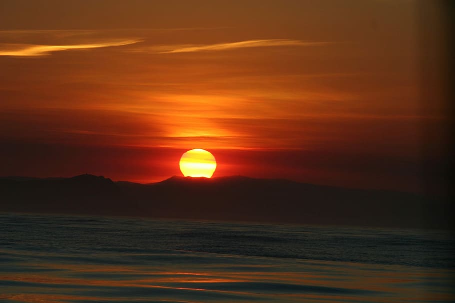 Sunset, Seascape, Twilight, Dusk, sunshine, sky, colorful, scenic HD wallpaper