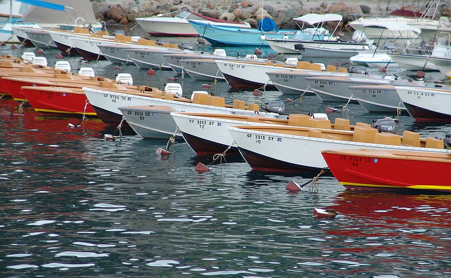 boats, parking, island, catalina, california, nautical vessel, HD wallpaper