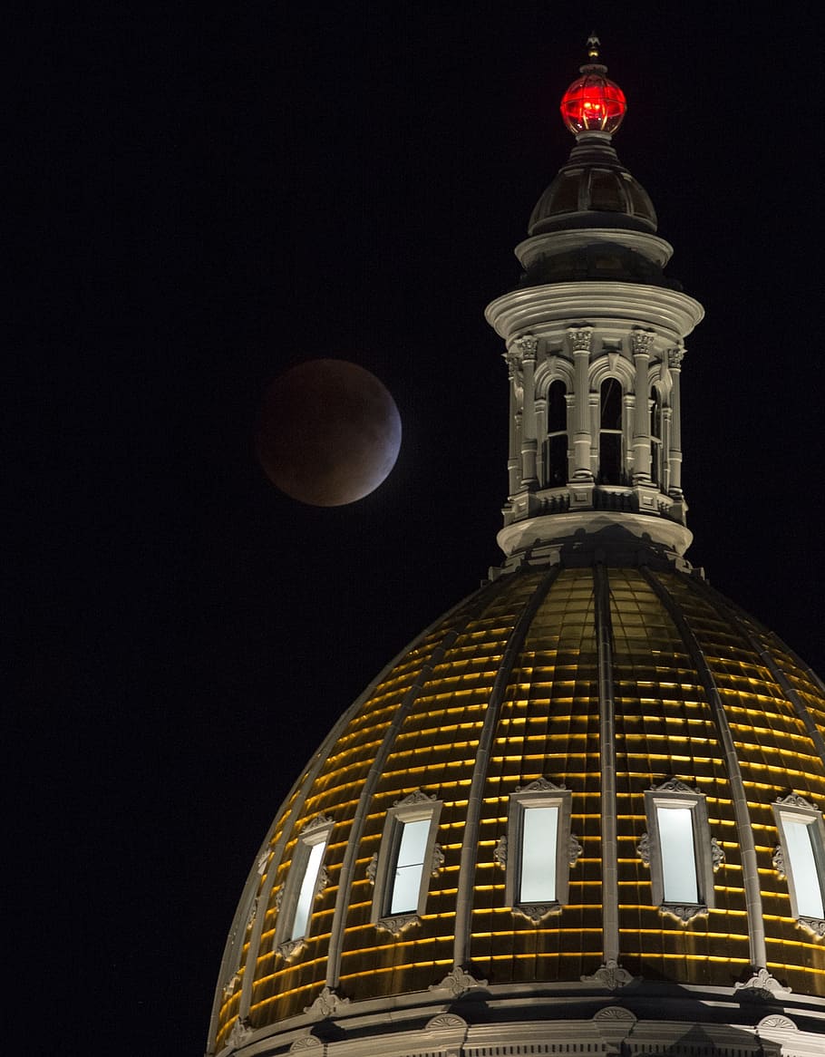 supermoon, full, perigee, eclipse, night, lunar, capitol, state HD wallpaper