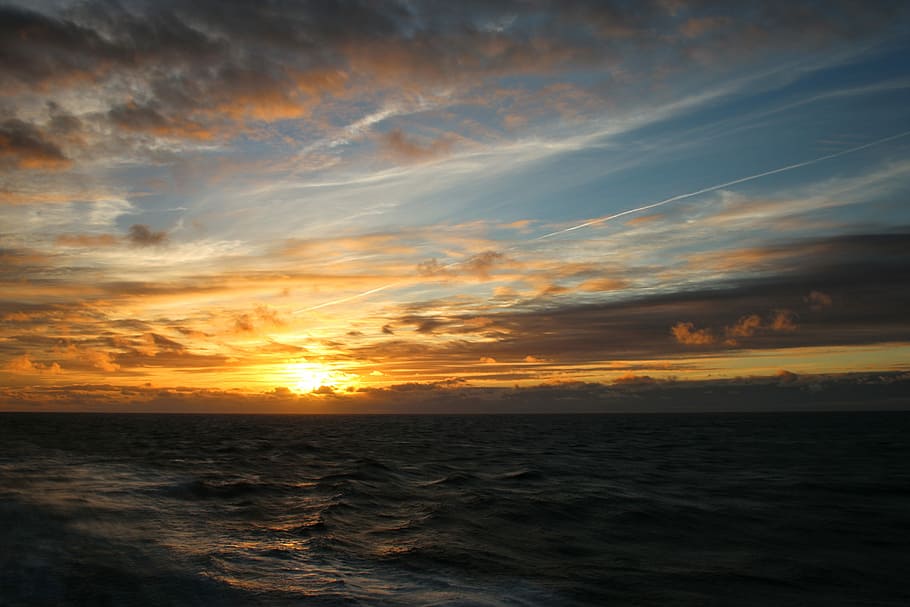 Sea, Sunset, beauty in nature, scenics, tranquil scene, sky HD wallpaper