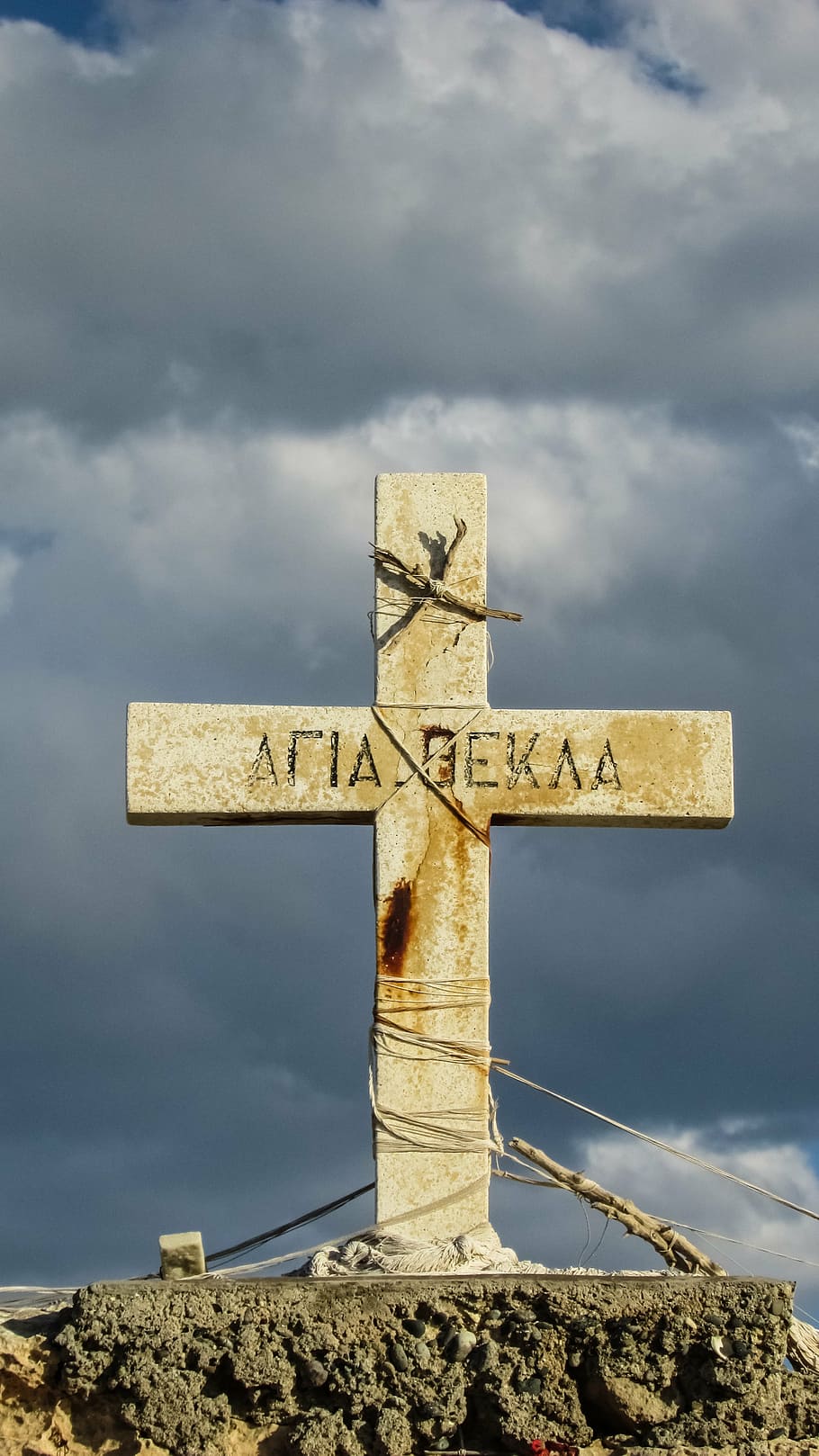 cross, clouds, religion, cyprus, cloud - sky, belief, spirituality HD wallpaper