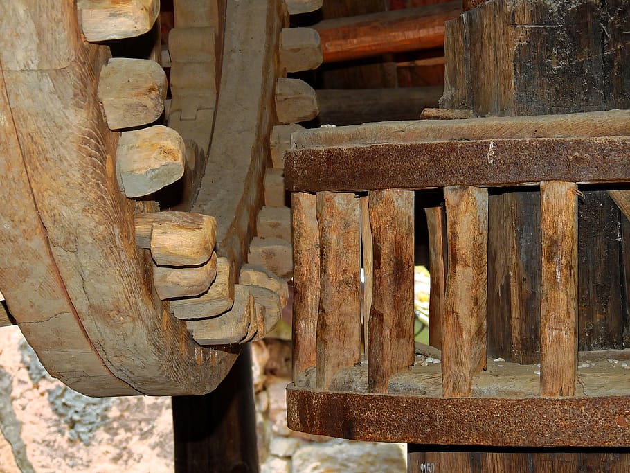 mill, technology, historically, grind, old, wood, antique, wood - material HD wallpaper